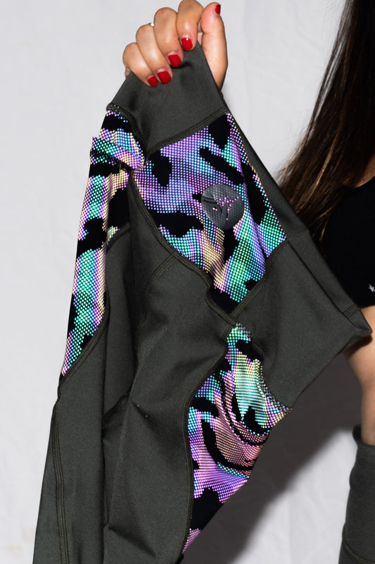 Reflective Camo Rainbow Black Leggings