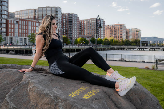 Reflective Stripes Silver Black Leggings