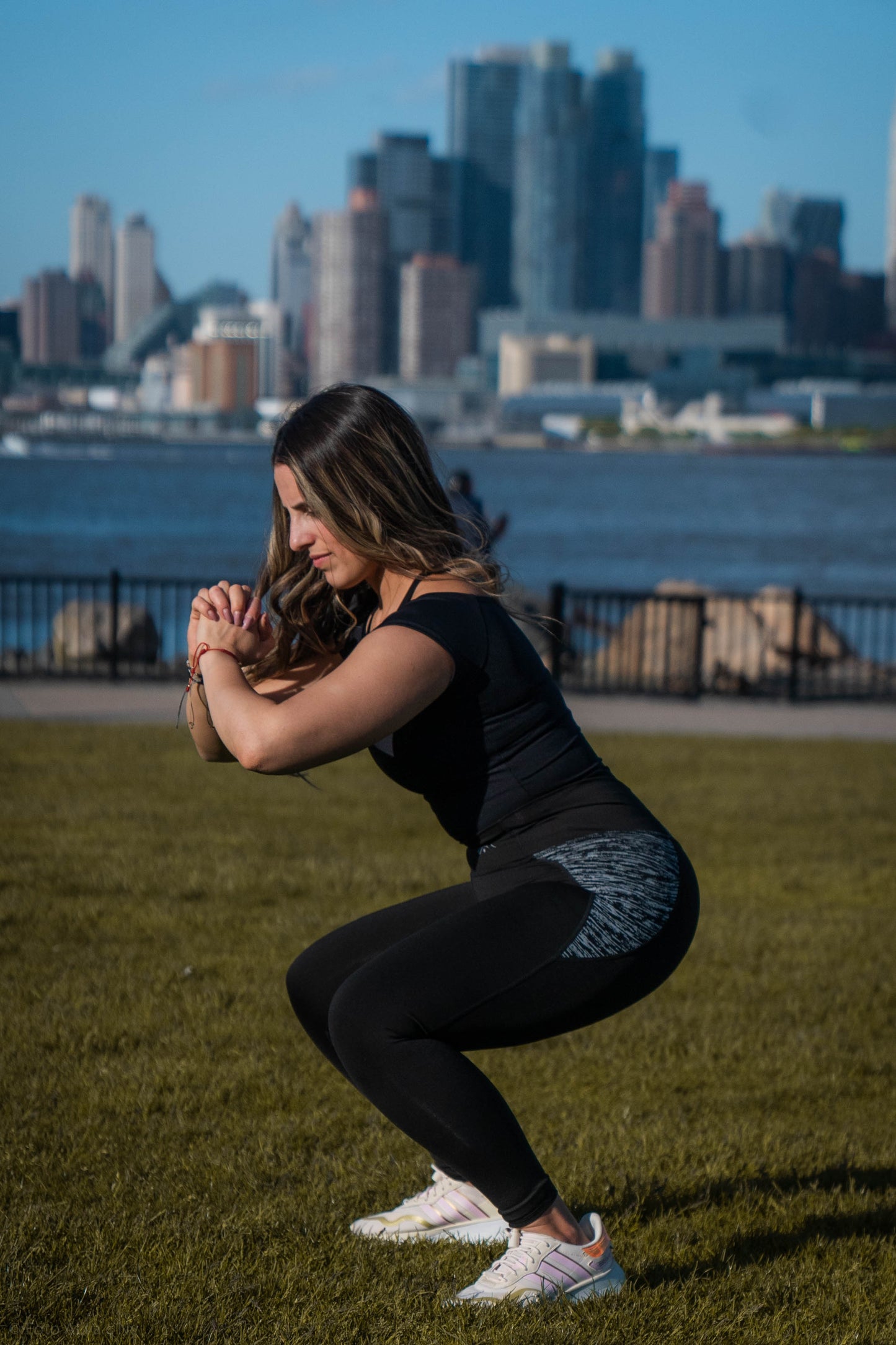 Reflective Stripes Silver Black Leggings